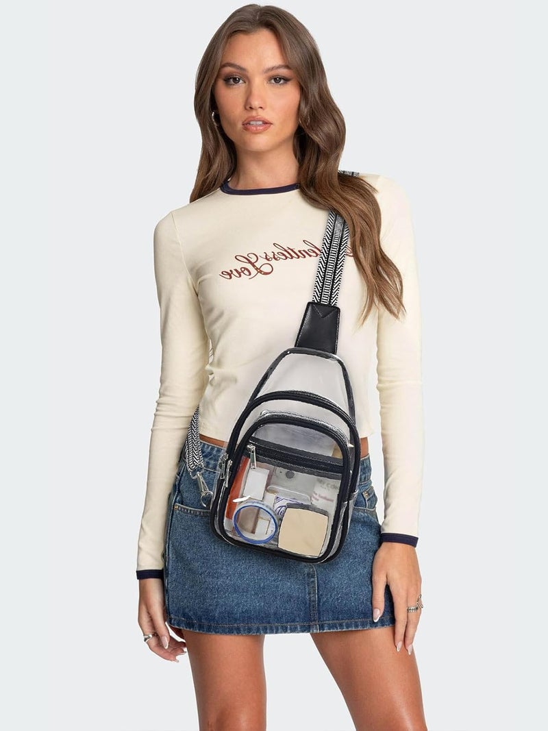 Flowston Store 3 Pockets Clear Bag for Stadium Events Large Clear Sling Crossbody Backpack Fanny Pack Concert Purses for Women Men - Image 3